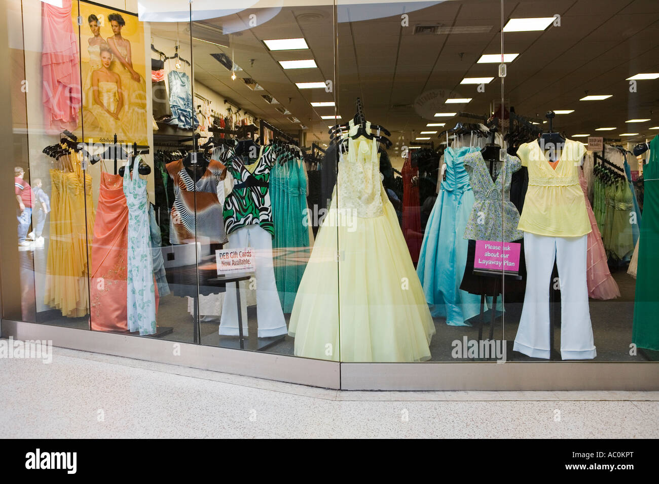 Prom dress on display in a mall for sale Stock Photo - Alamy