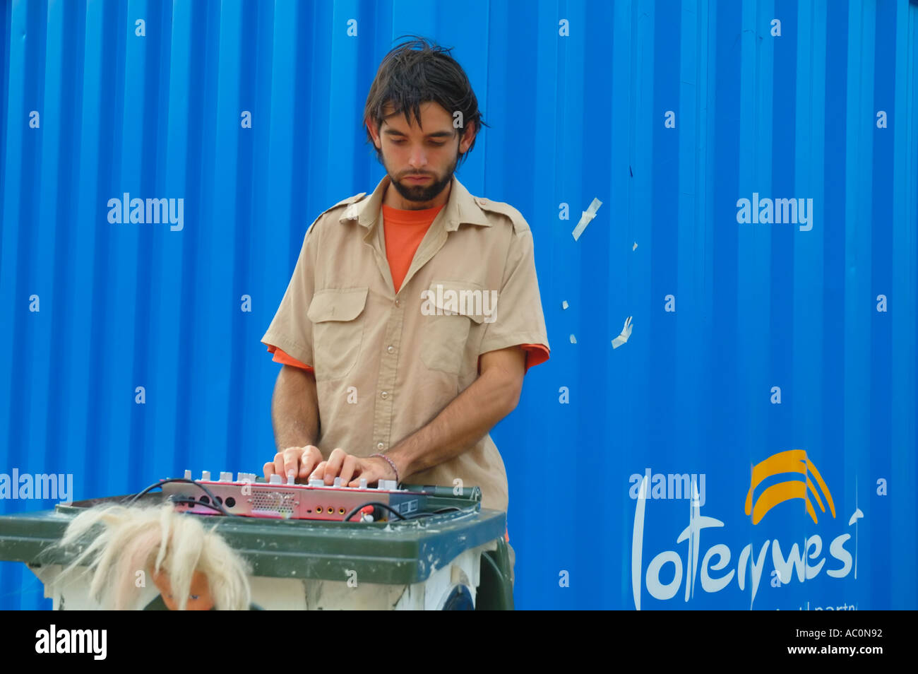 Western Australia Perth Street artist mixing techno music on wheelie