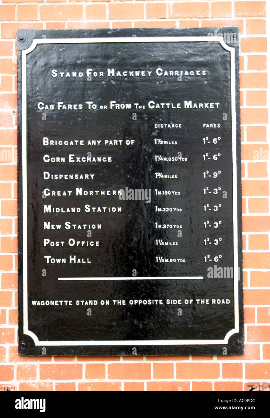 Crich Tramway Village National Tramway Museum Derbyshire Sign showing Hackney Carriage Fares