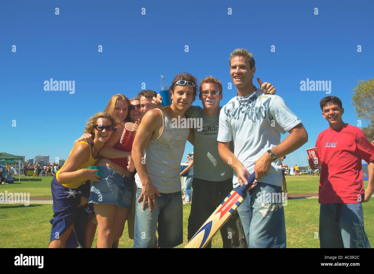Western Australia Perth Australia Day Celebrations Young people posing for group shot Stock
