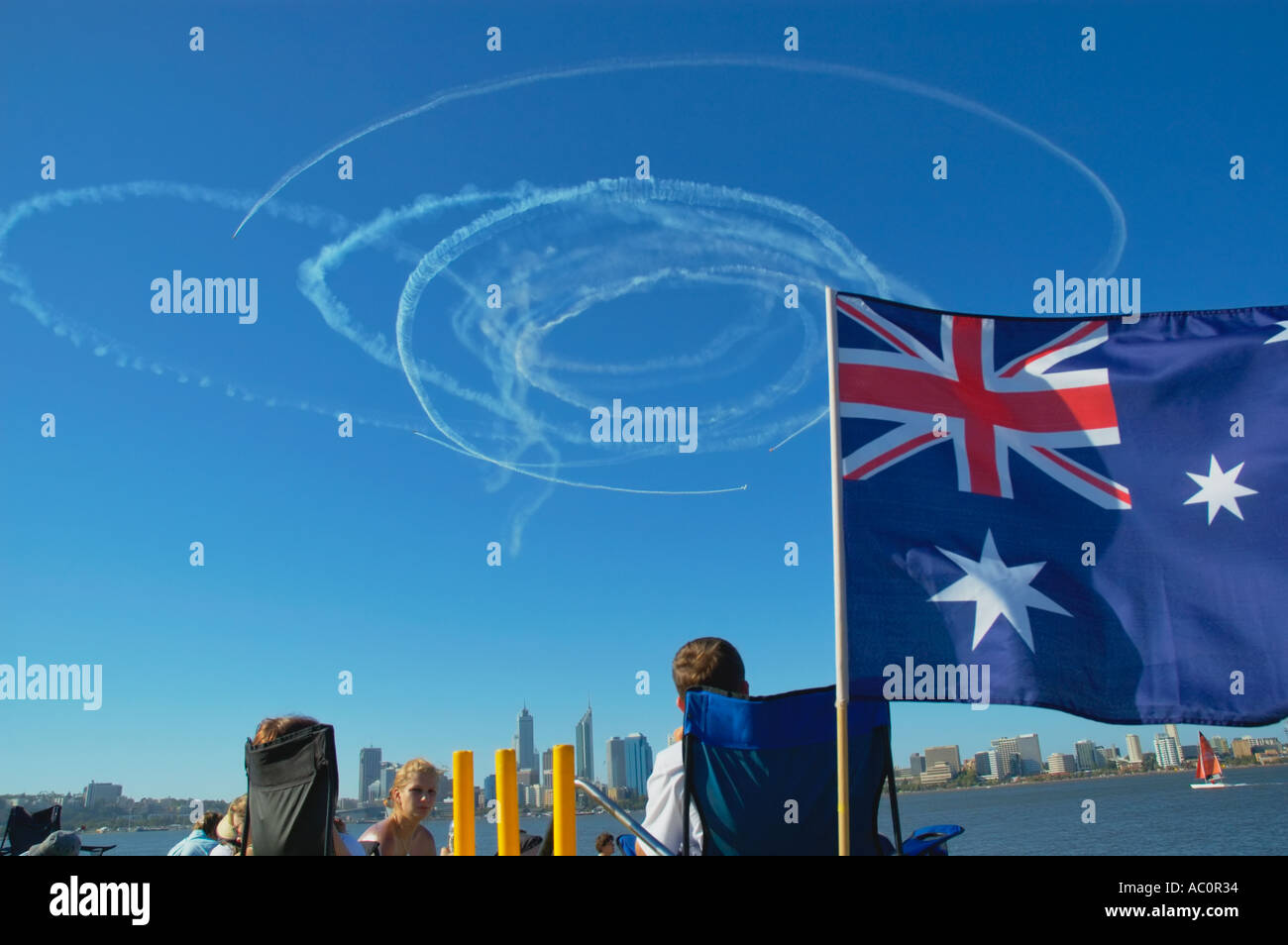 Western Australia Perth Australia Day Celebrations Australian Flag Spectators watching