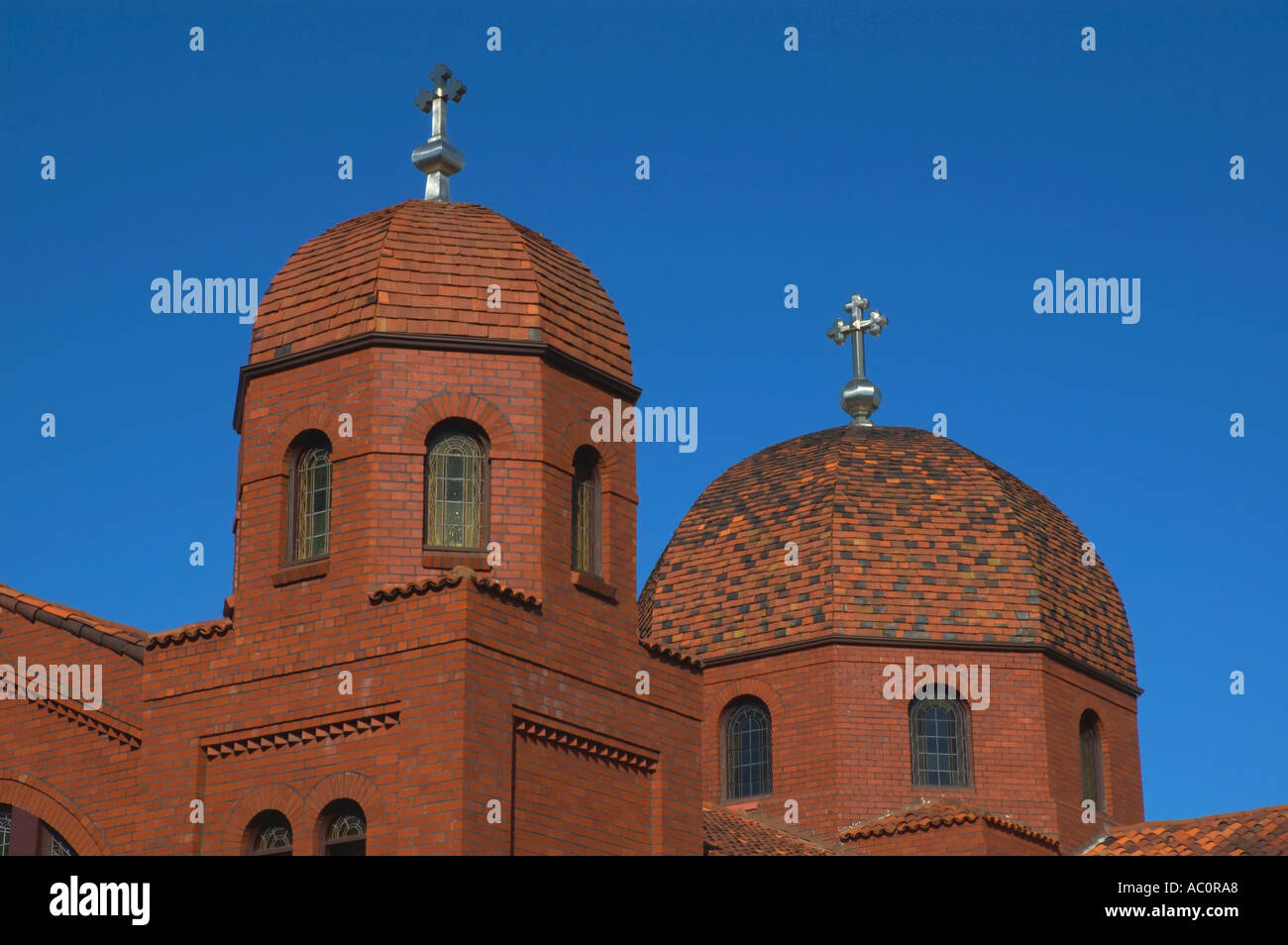 Western Australia Perth Greek Orthodox church domes with silver cross Stock Photo Alamy