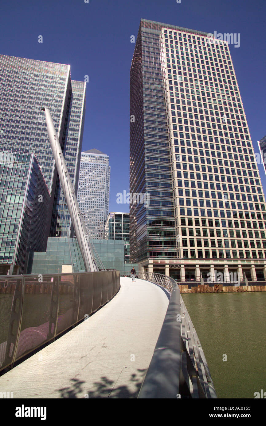 Canada Square and 40 Bank Street Canary Wharf London photographed from the South side of the River Thames Stock Photo