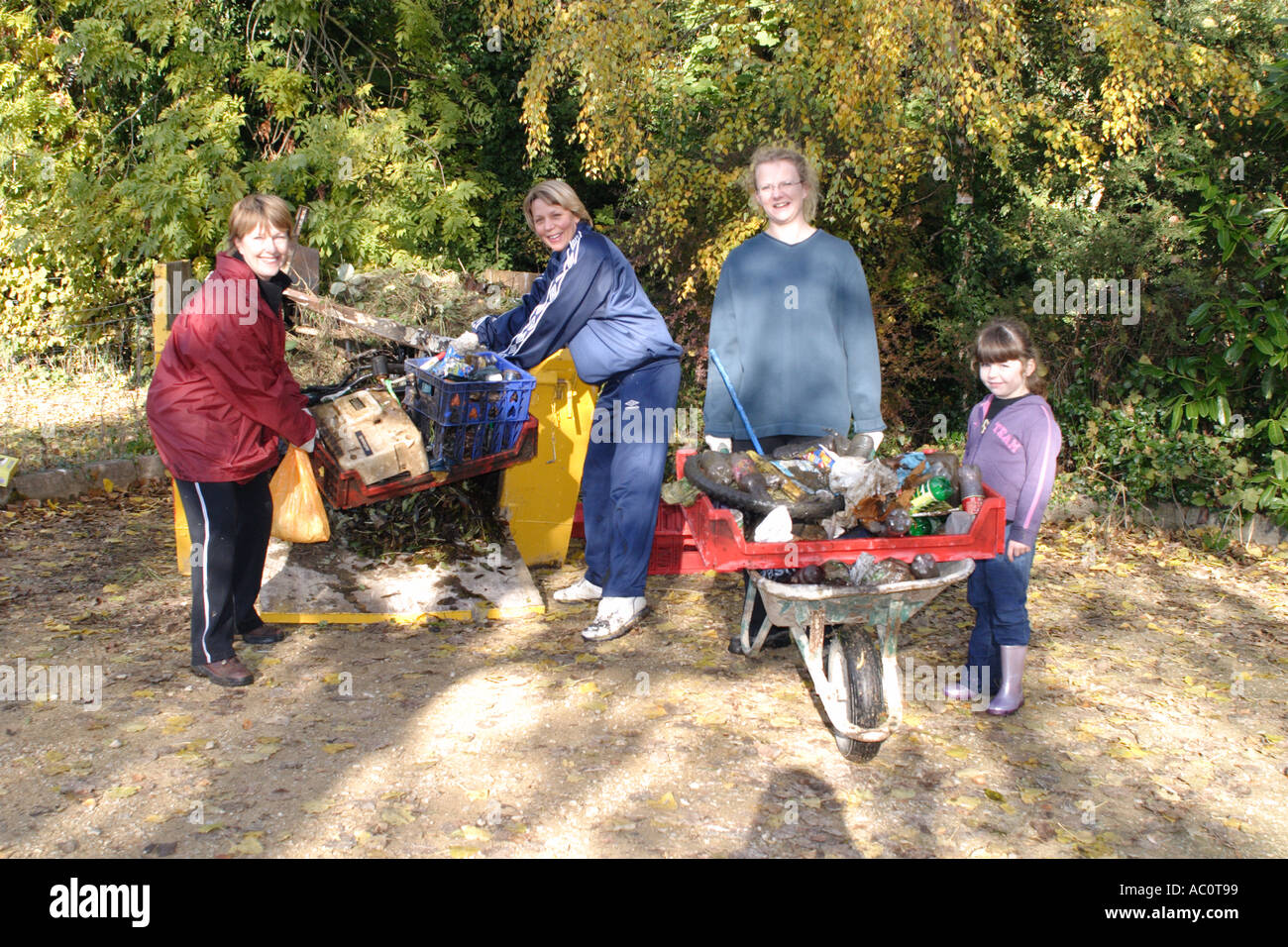 Community volunteers taking part in local clean up project Stock Photo