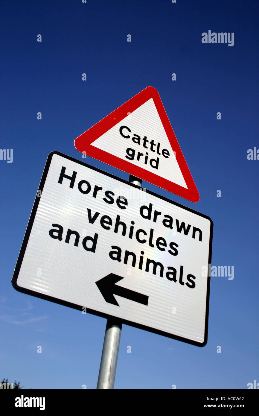 Cattle Grid sign Stock Photo