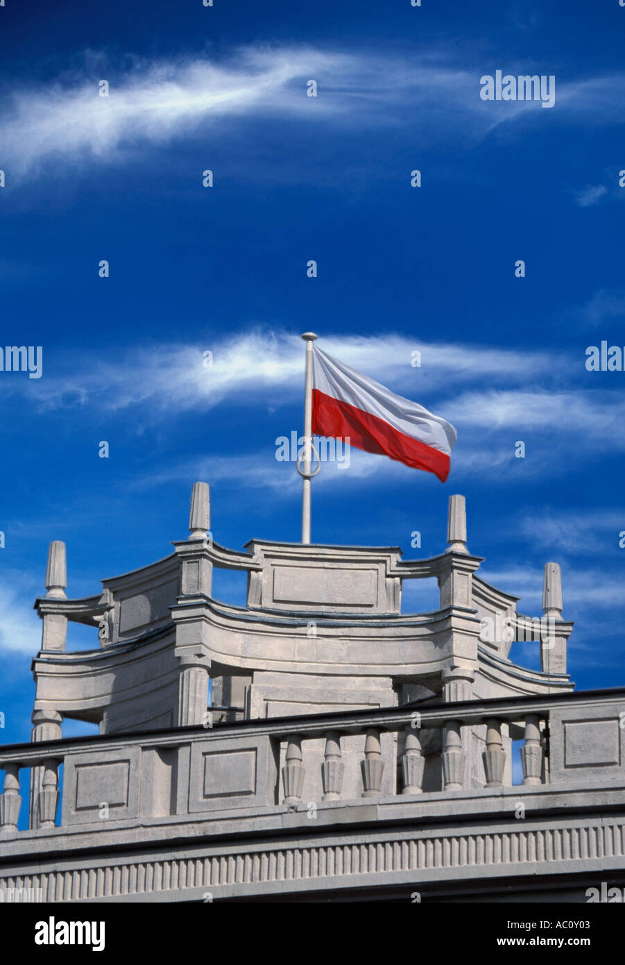 Poland Warsaw Parlament Sejm and Polish flag Stock Photo
