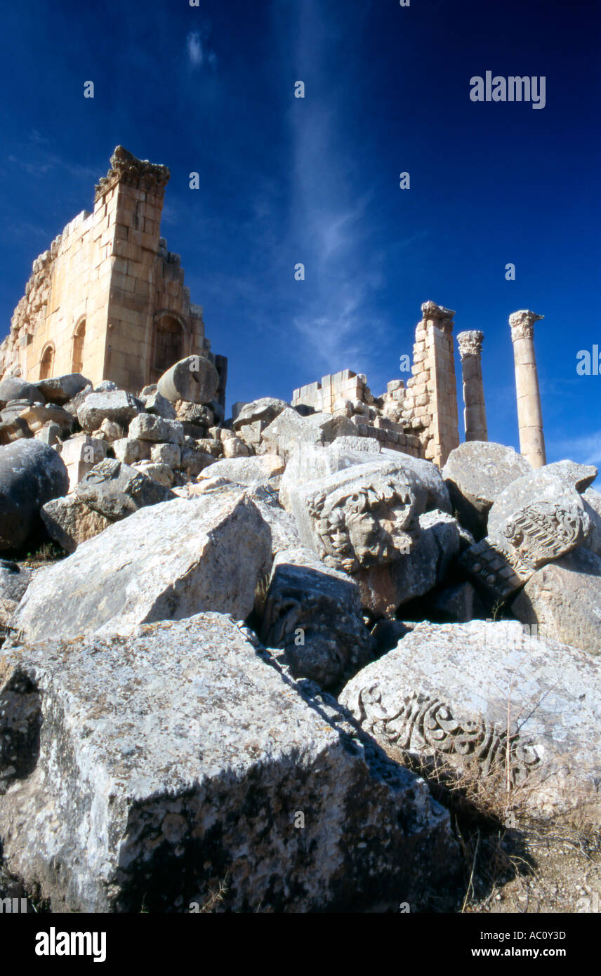 Jordan The Middle East Ruins of The Temple of Zeus in the ancient city of Jerash Stock Photo