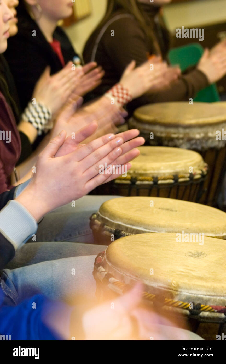 hands in an african drumming Stock Photo Alamy