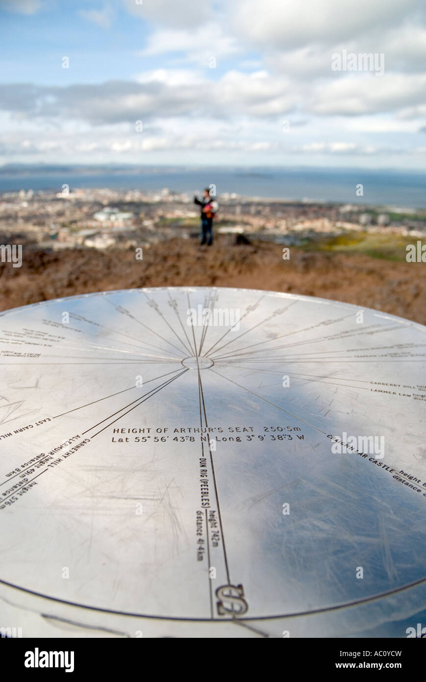 views of arthurs seat in edinburgh centre with the trig point at the