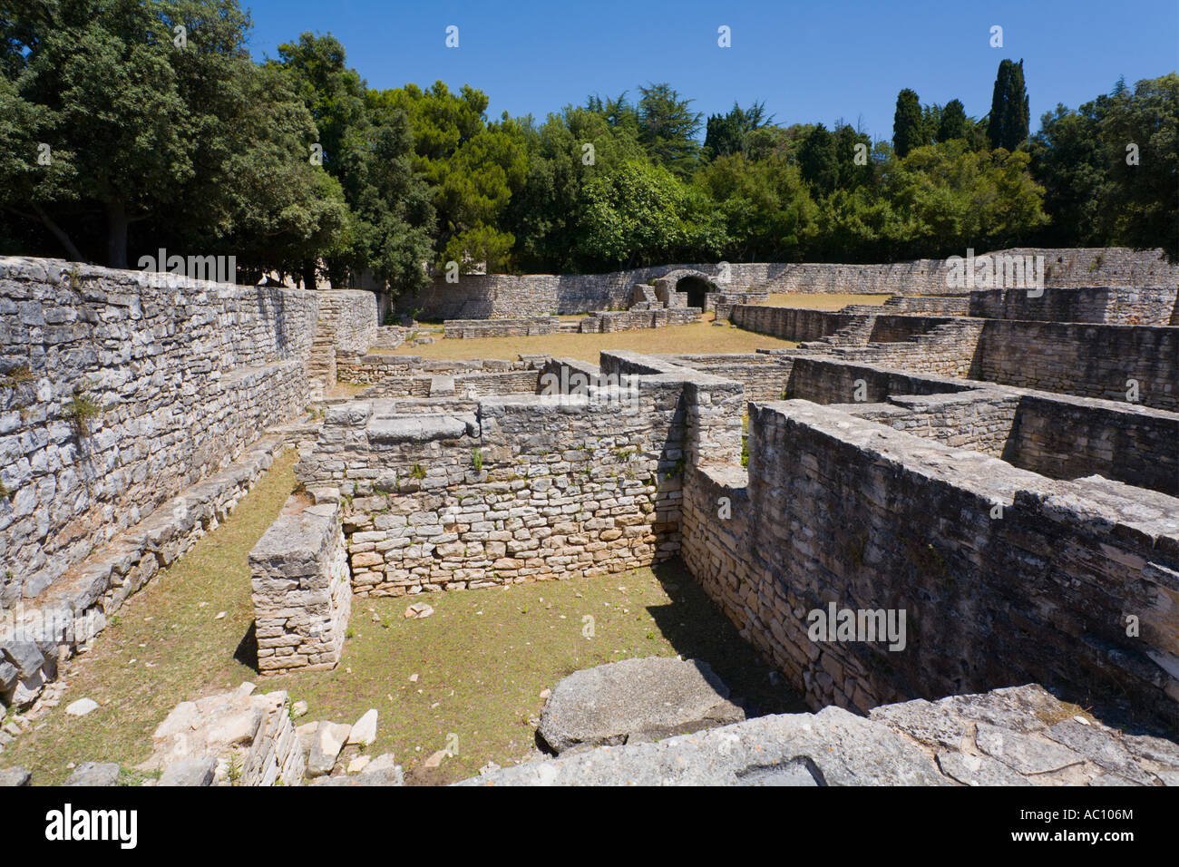 Dobrika Bay Kastrum site on Brioni islands, Veliki Brijun, Croatia Stock Photo