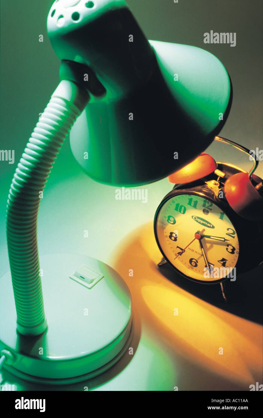 Desk Lamp and Alarm clock Stock Photo Alamy