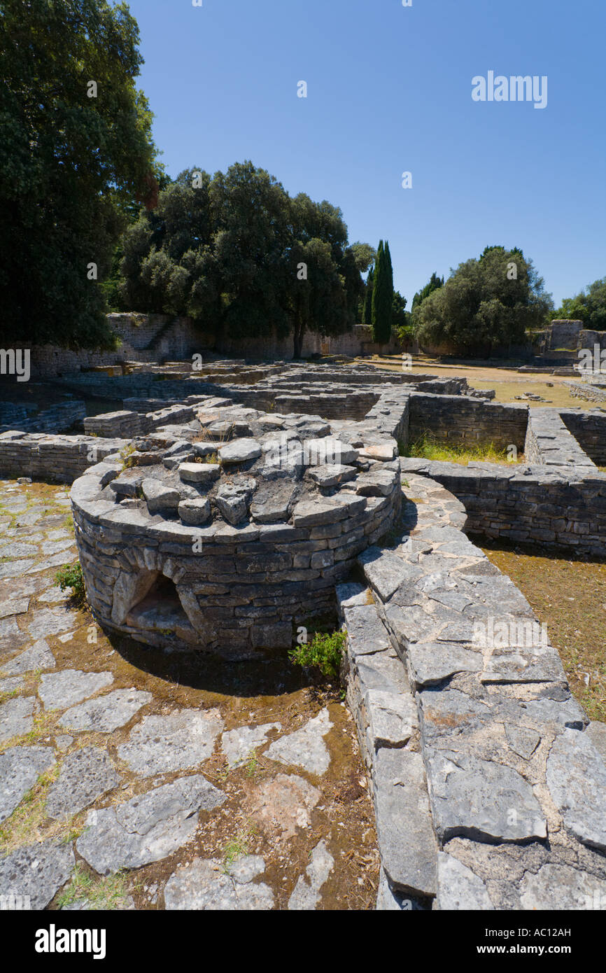 Dobrika Bay Kastrum site on Brioni islands, Veliki Brijun, Croatia Stock Photo