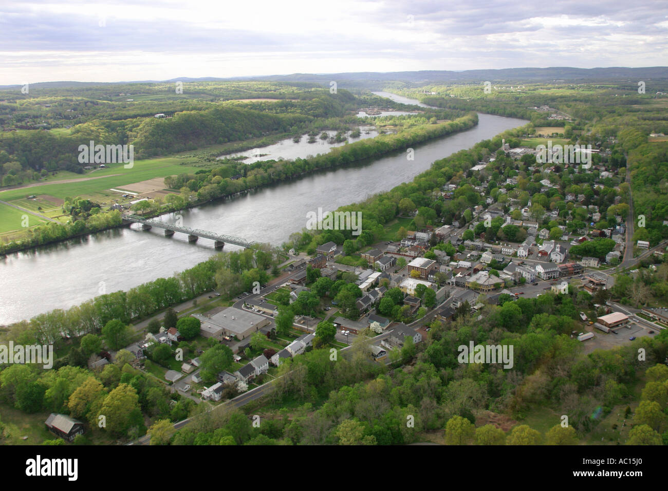 Aerial view of Frenchtown, located on the Delaware River in New Jersey