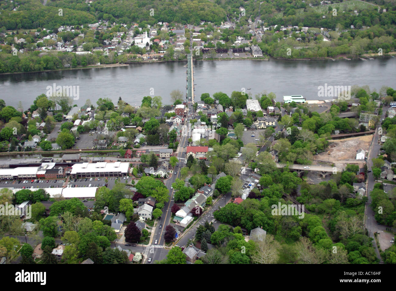 Aerial view of New Hope, Pennsylvania, U.S.A. Stock Photo