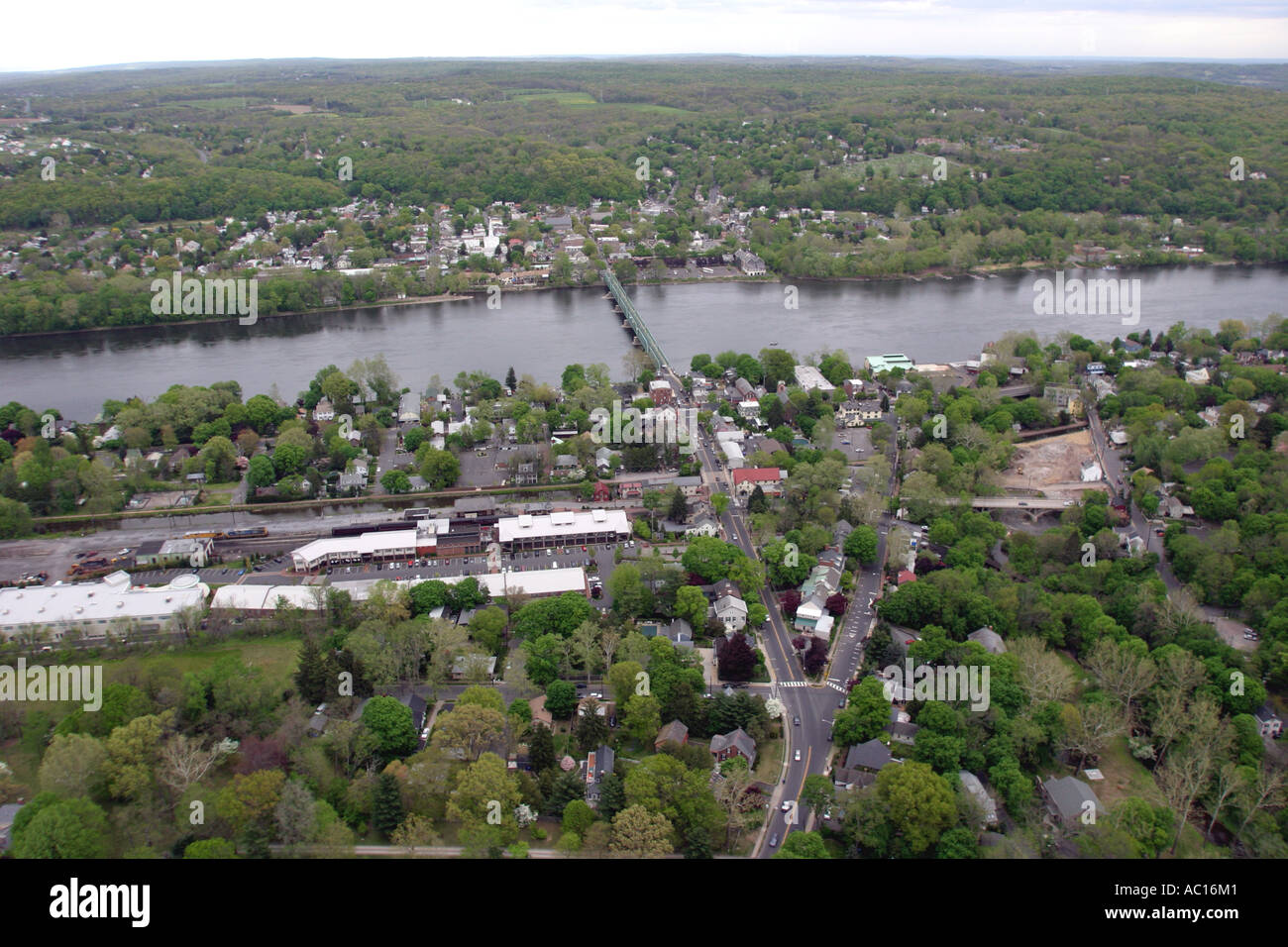 Aerial view of New Hope, Pennsylvania, U.S.A. Stock Photo