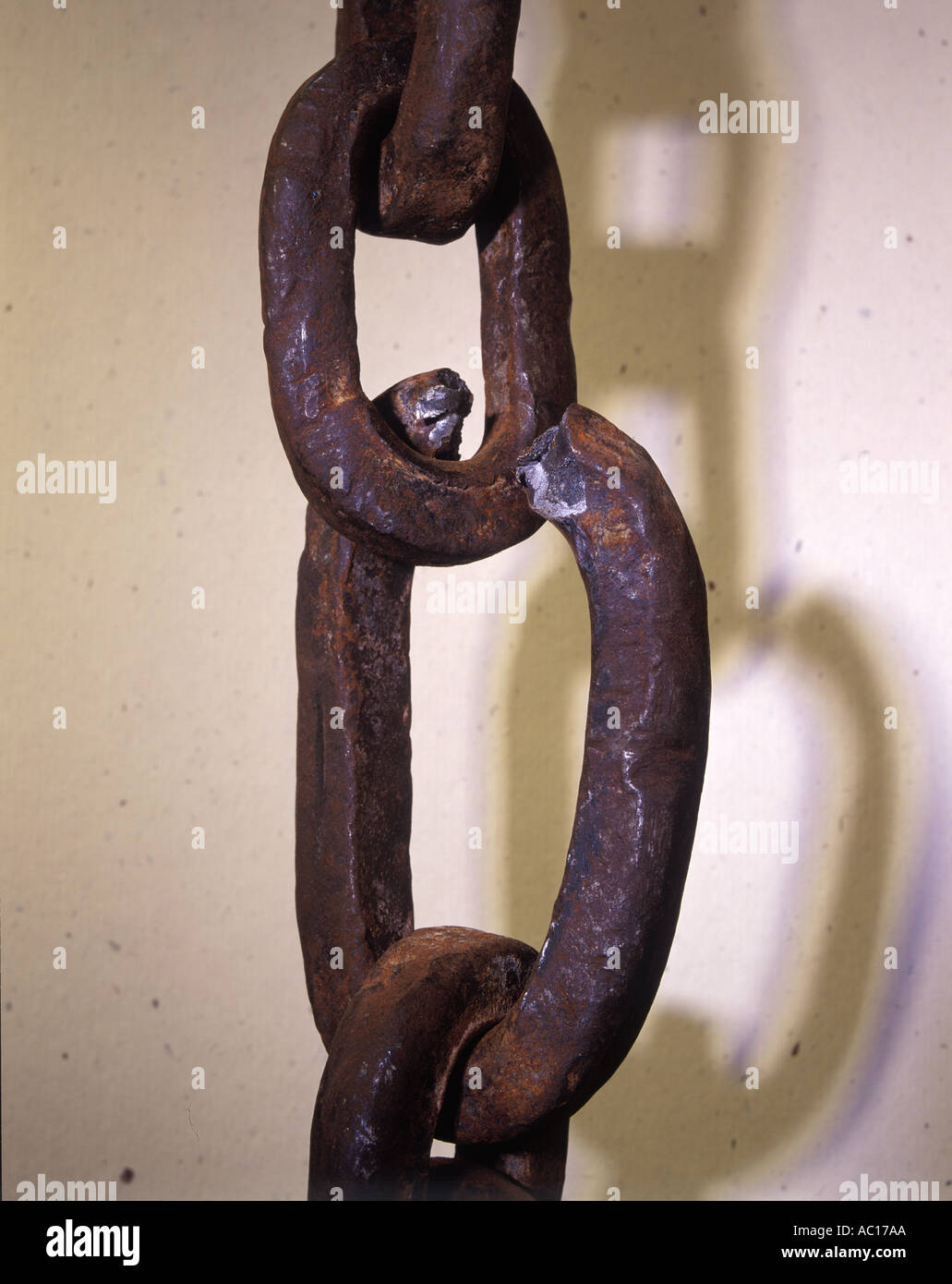 Broken chain link Stock Photo Alamy