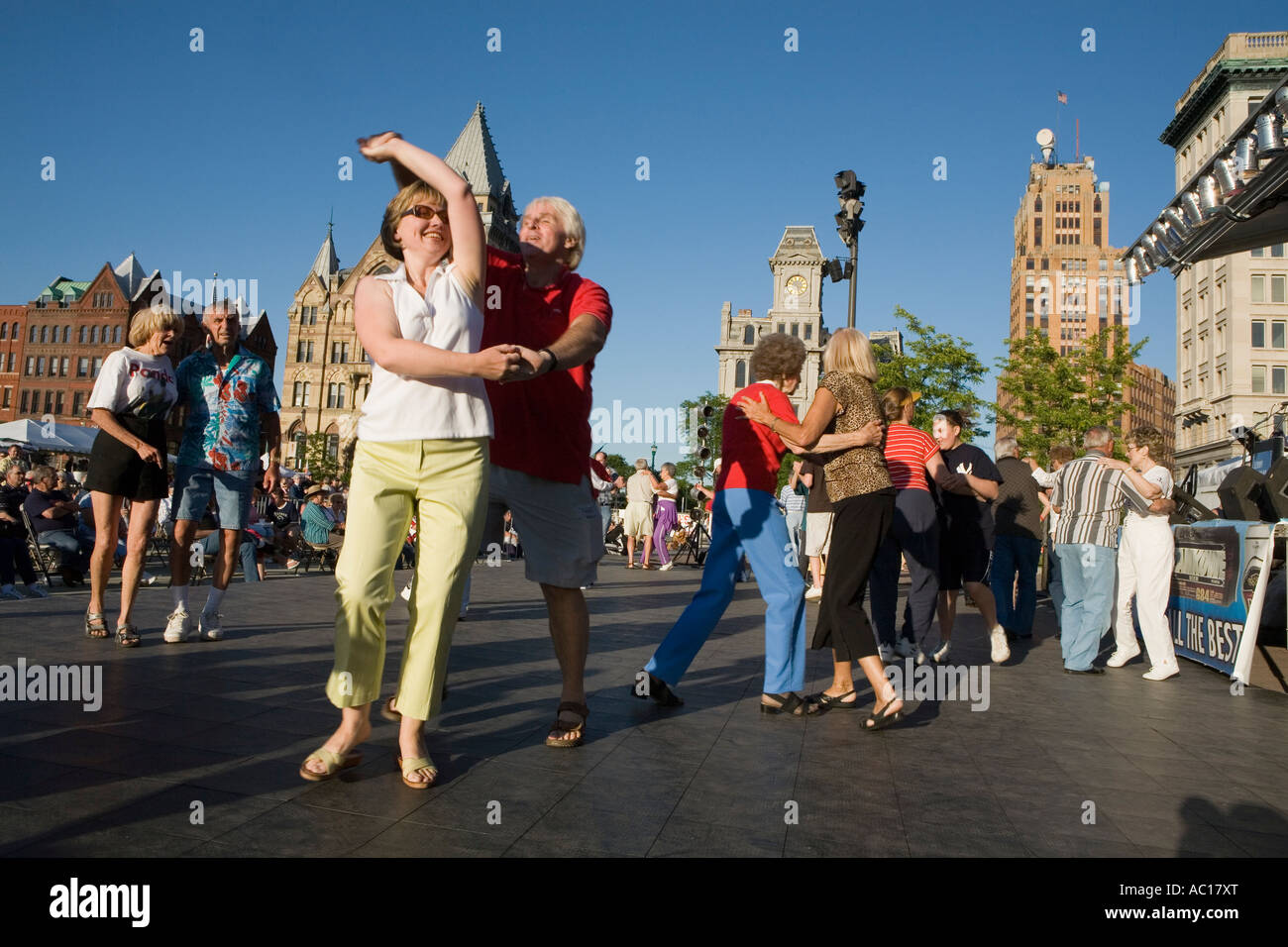 Polka dancing at Polish Festival in Clinton Square Syracuse New York