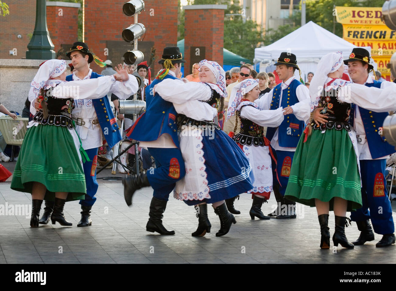 Traditional folk dancing troupe performing at Polish Festival in