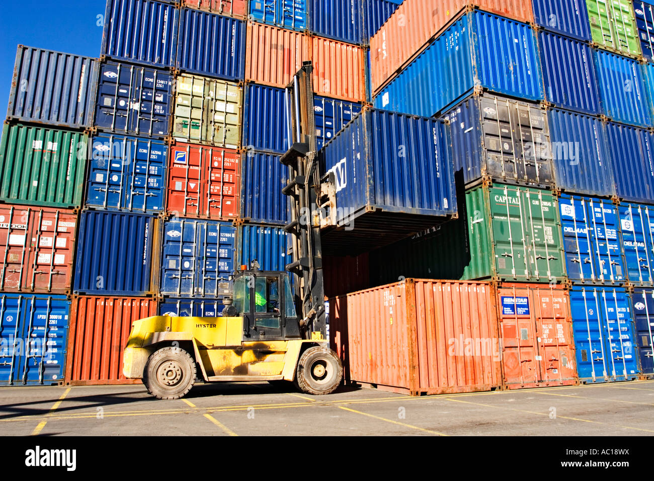 Shipping Industry / A Heavy Lift Forklift at work in a Container Depot