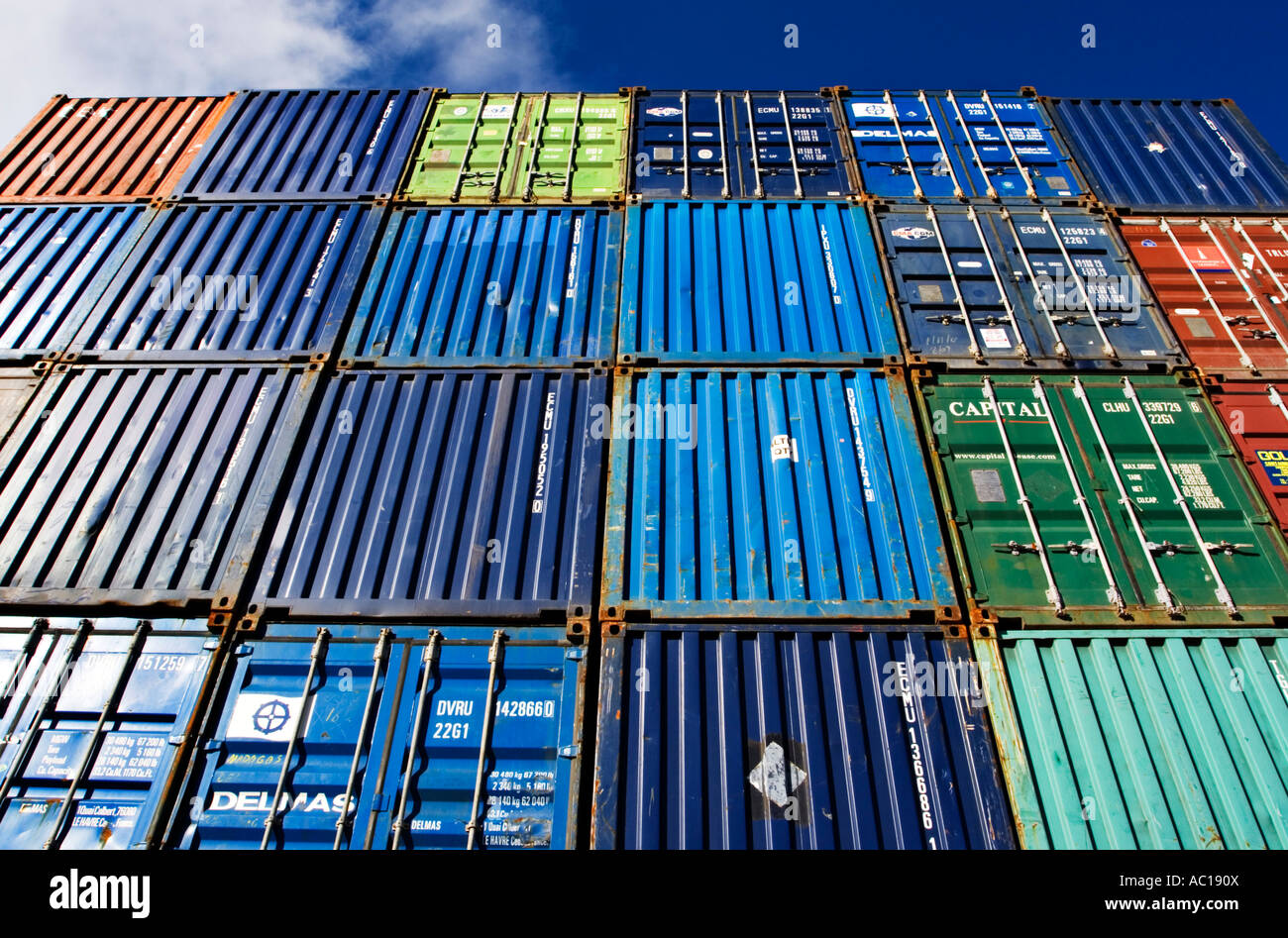 Shipping Industry / Shipping containers stacked at a container depot in