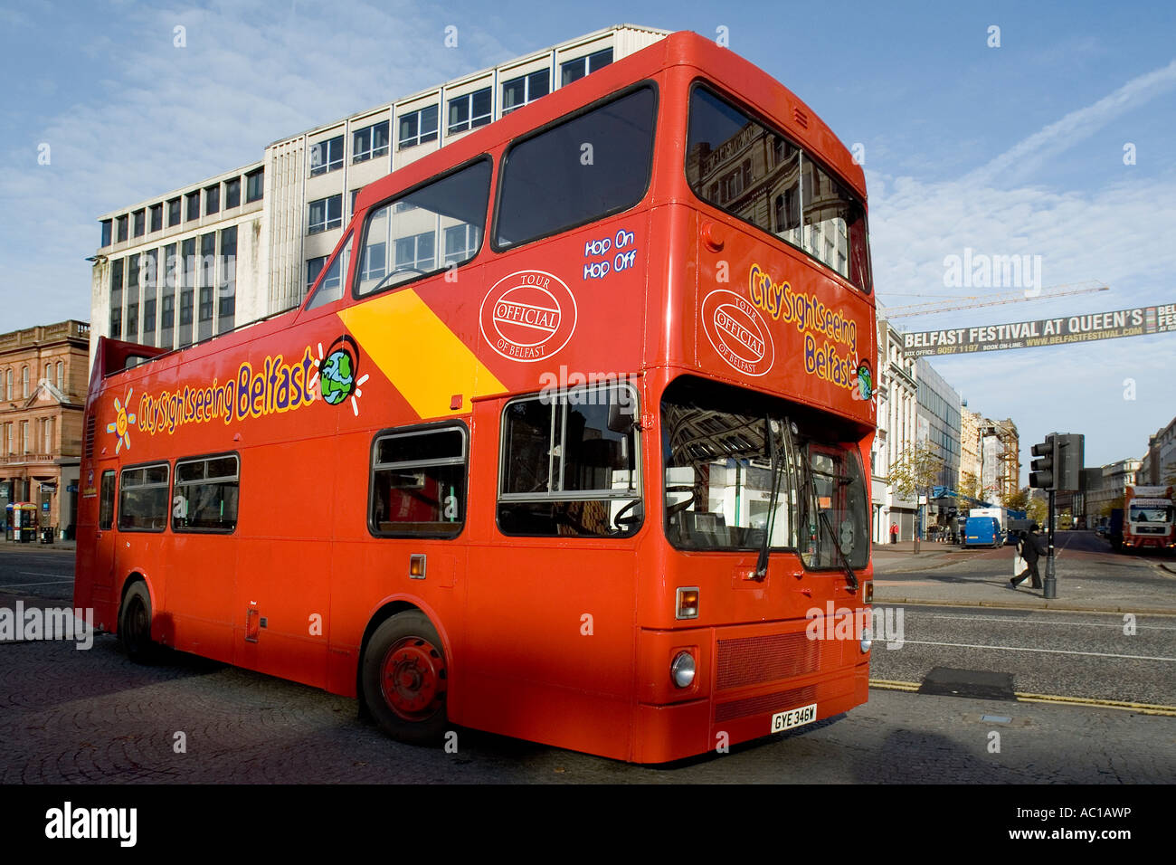Belfast Northern Ireland Tour Bus Stock Photo