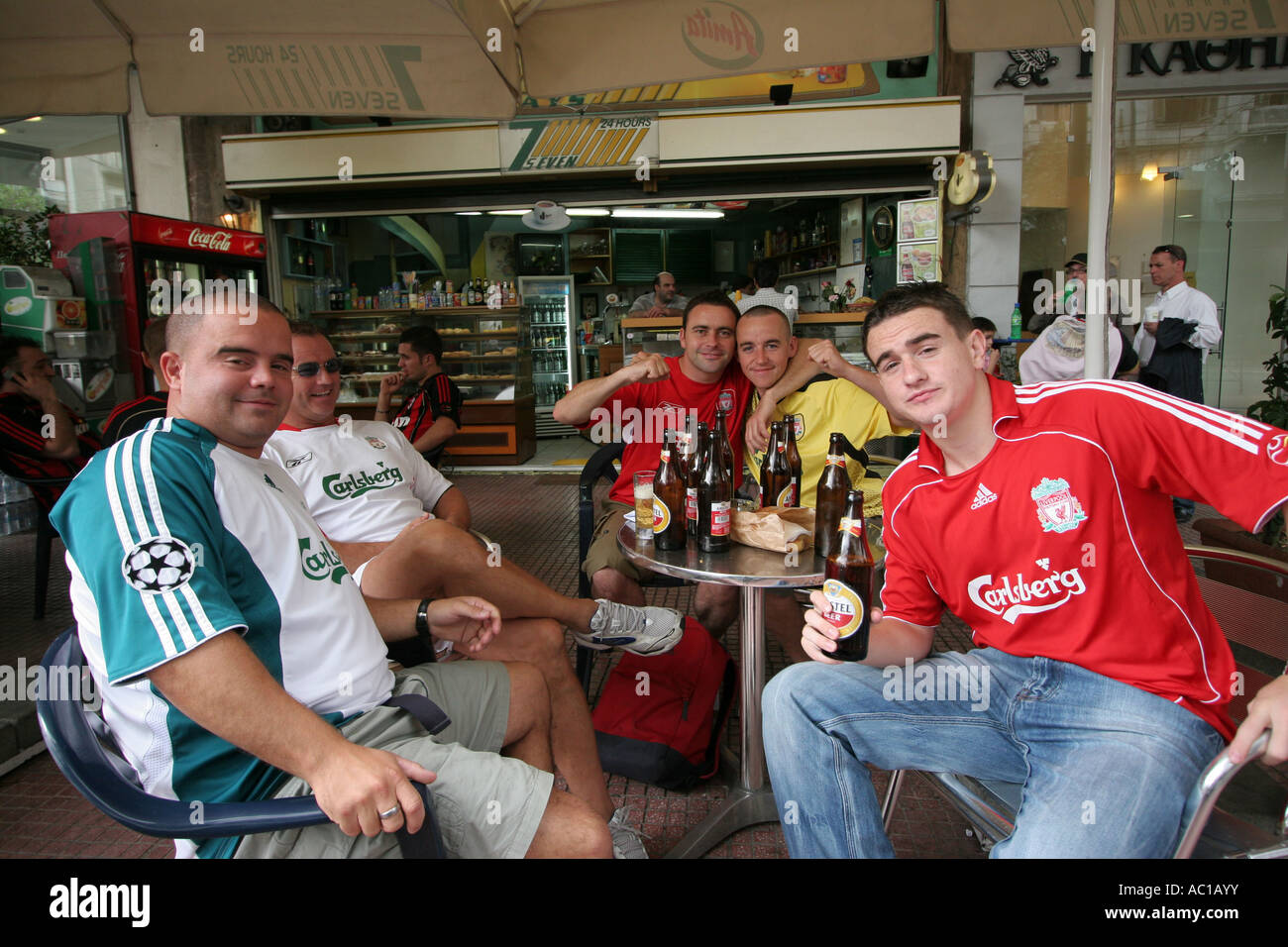 sports fan of Liverpool in Athens Greece for the UEFA Champions League 2007 Stock Photo