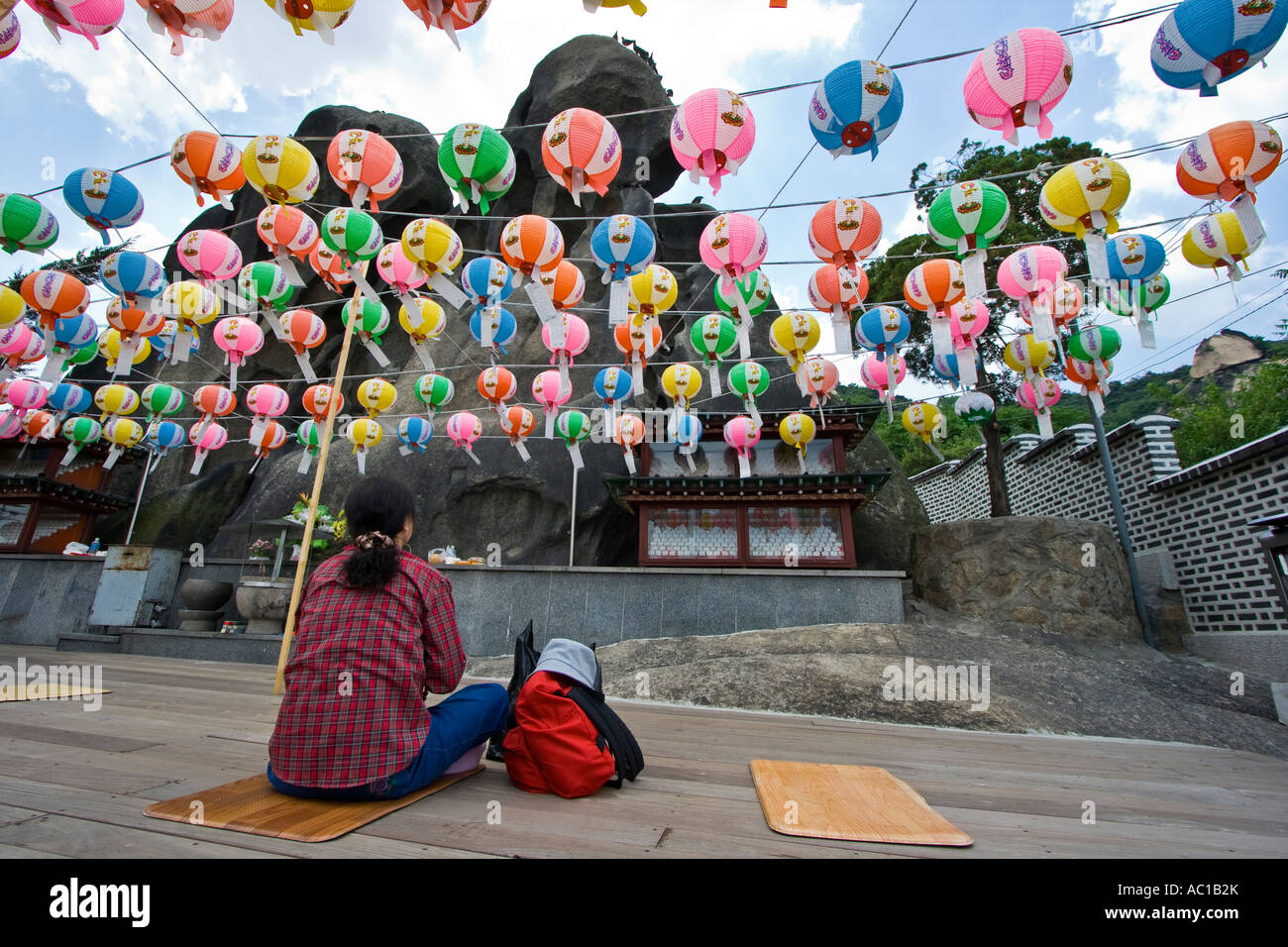 Zen Rocks Outdoor Temple Inwangsan Shamanist Hillside Walk Seoul South Korea Stock Photo