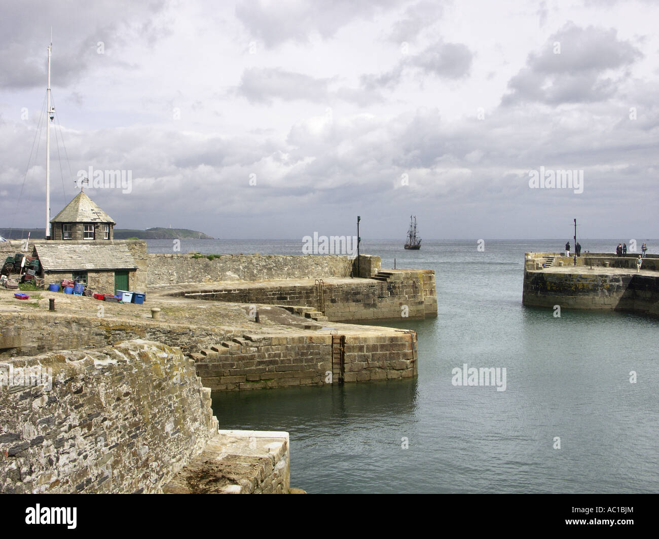 An historic sailing ship waiting for the tide outside Charlestown