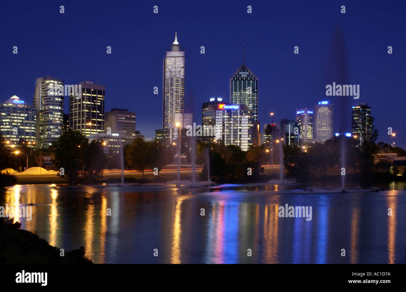Perth city skyline at dusk Western Australia Stock Photo Alamy