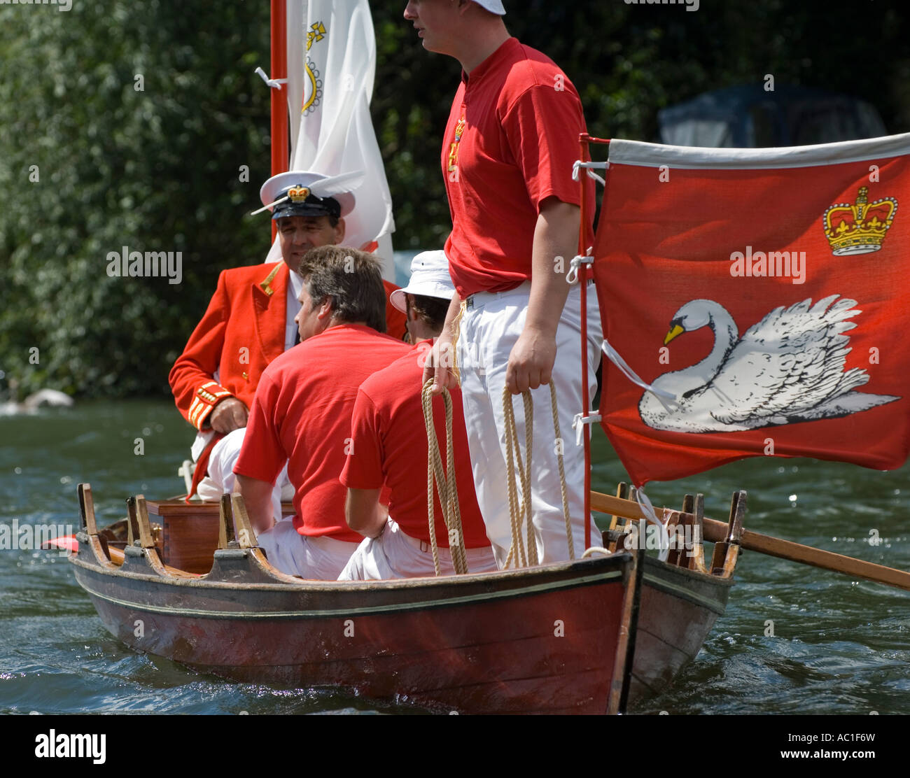 The Queen's marker traditional Thames rowing skiff on the traditional