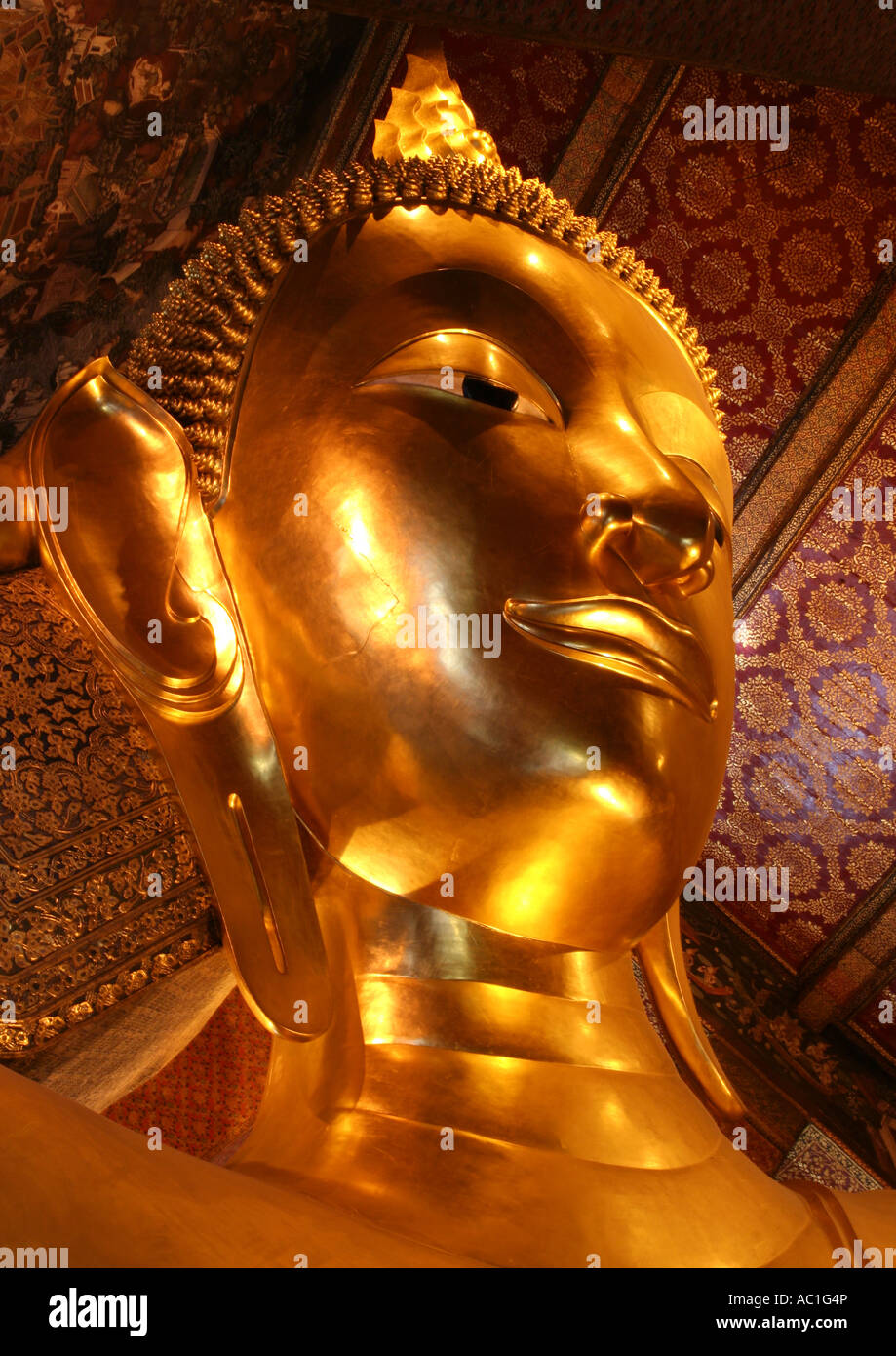 Giant Gold Reclining Buddha Wat Pho Bangkok Thailand 3 Stock Photo - Alamy