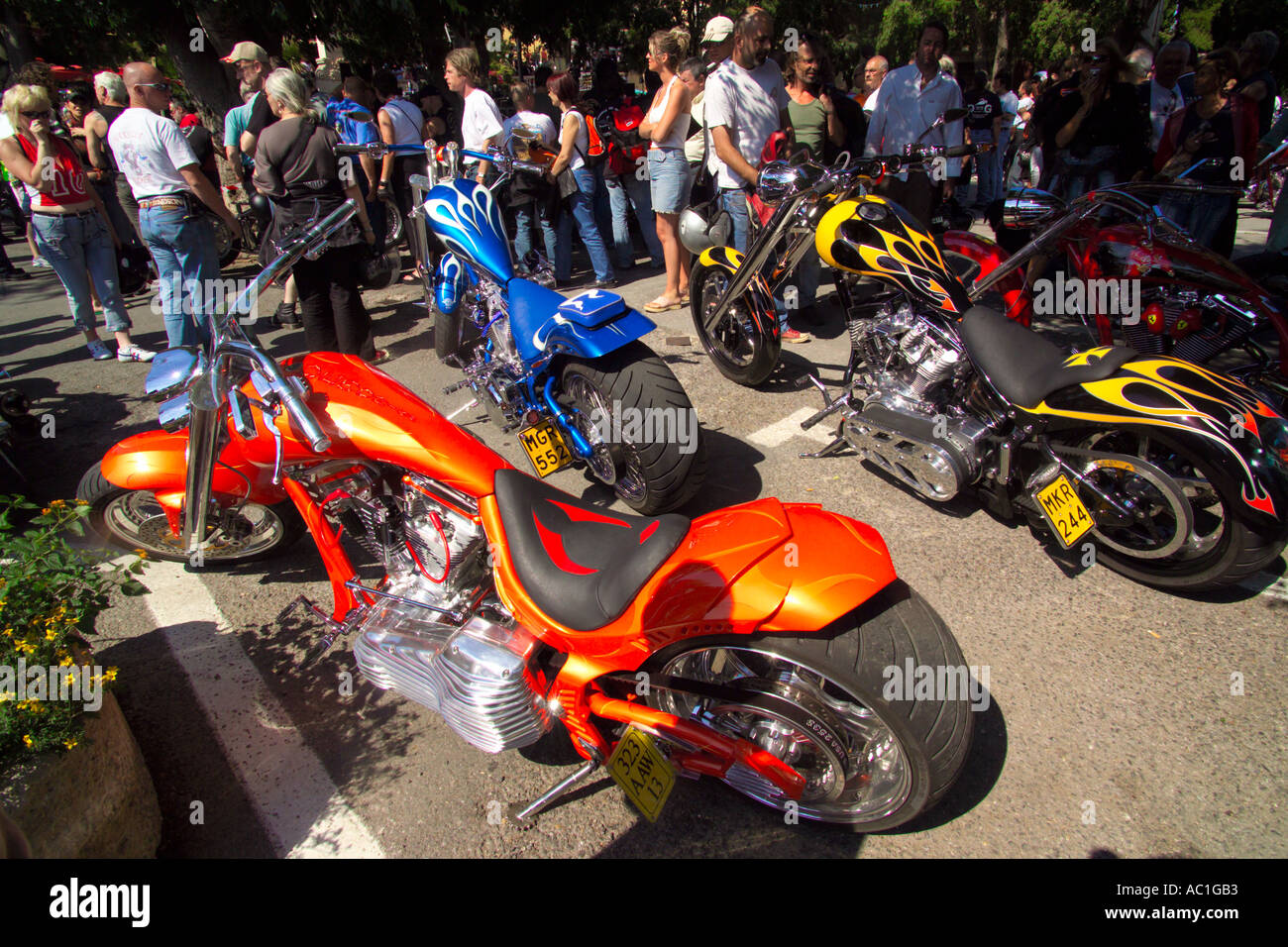 Custom Harley Davidson Motorcycles at the French town of Grimaud near