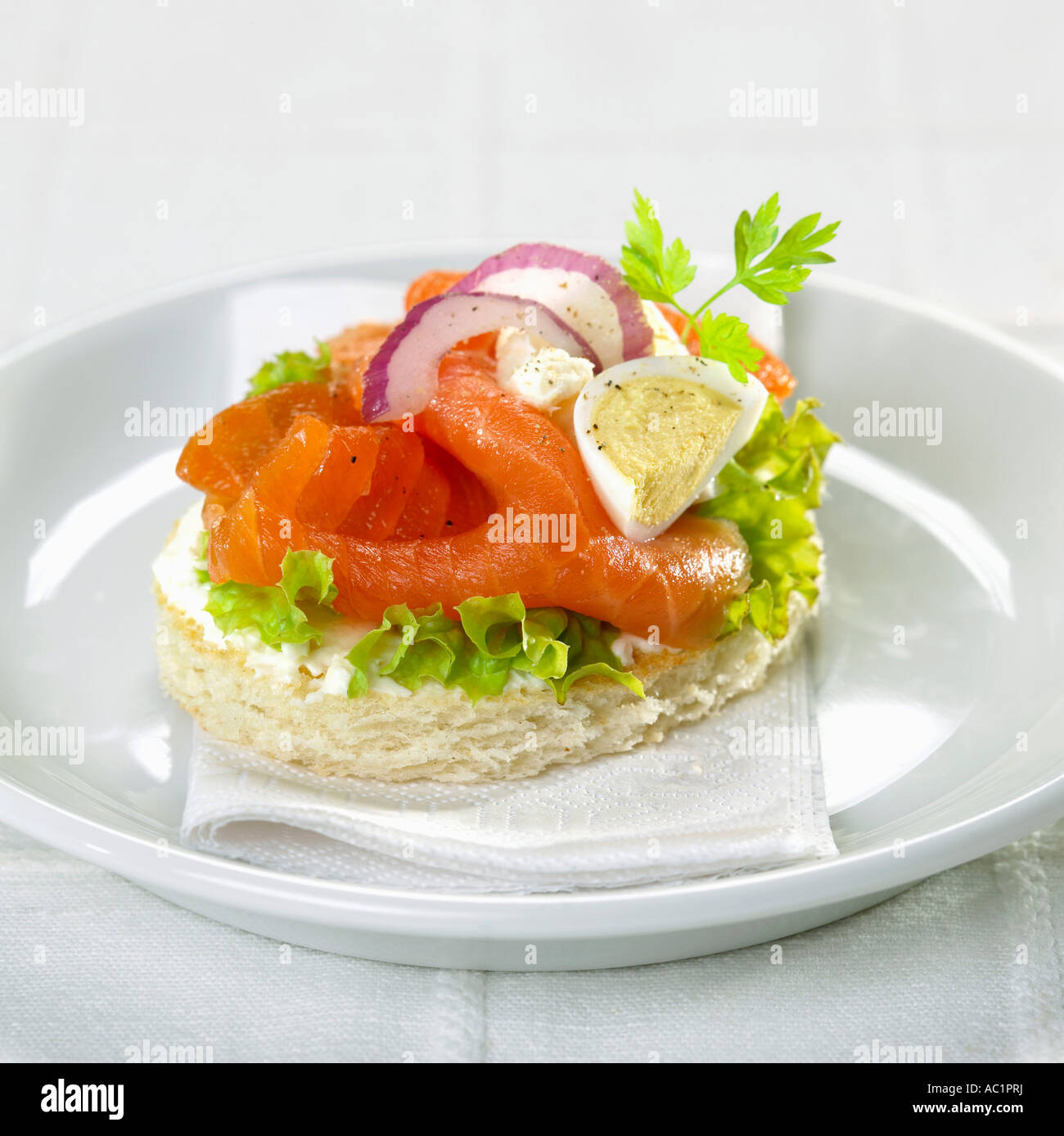 Canape with salmon Stock Photo - Alamy