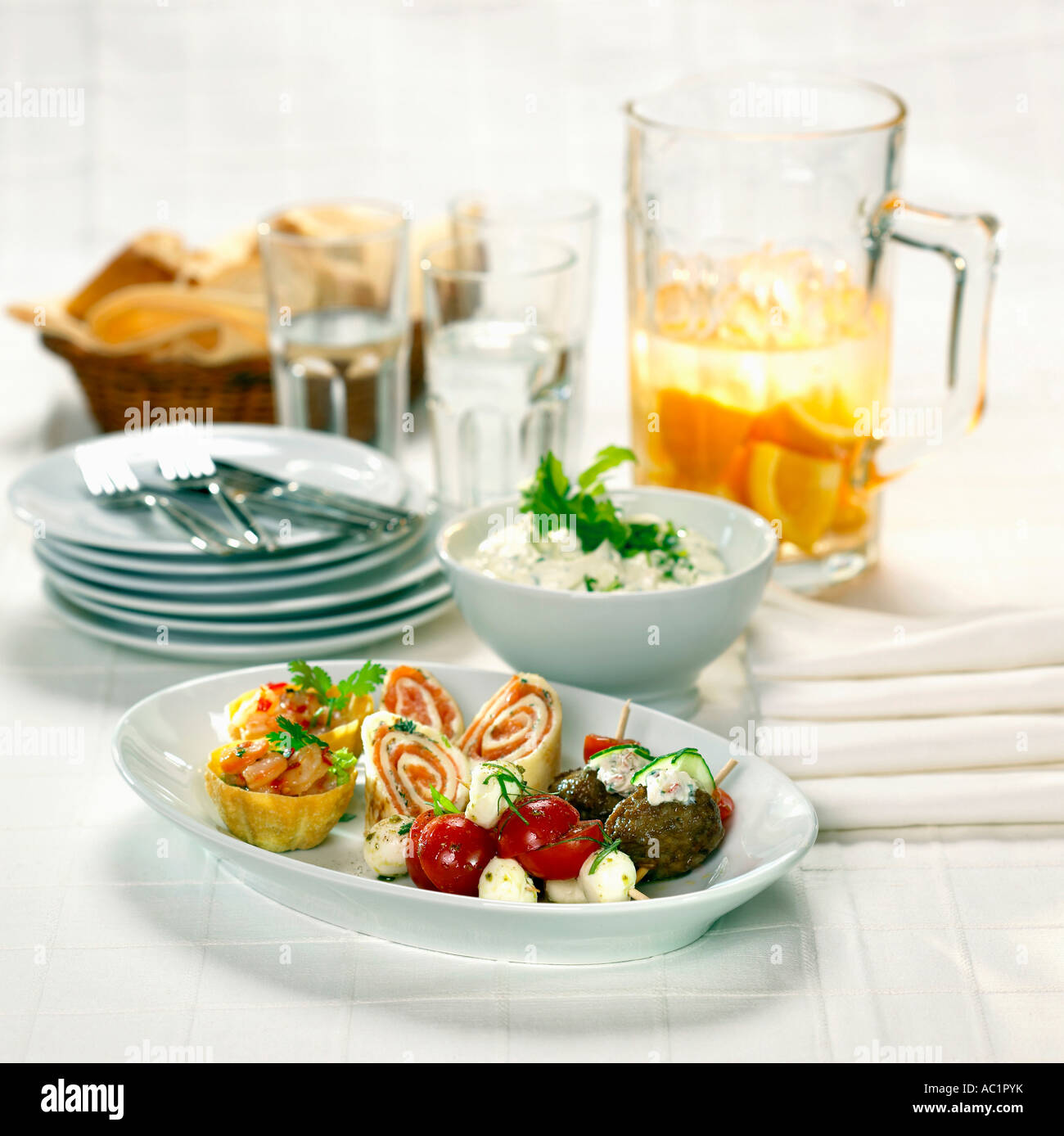 Various starters on plate Stock Photo Alamy
