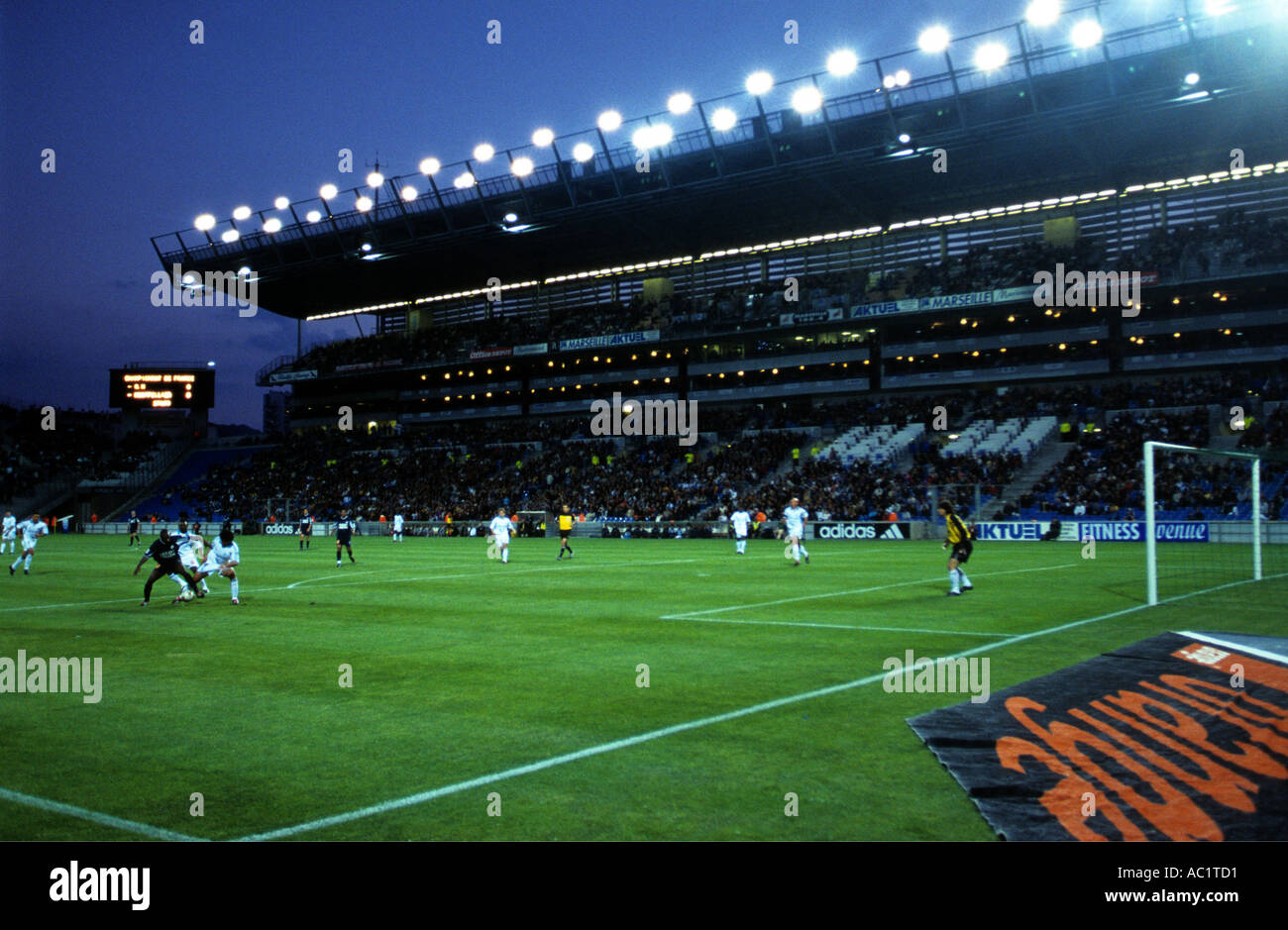 Olymique Marseile Football Club playing a league game at their Stade Velodrome stadium Stock Photo