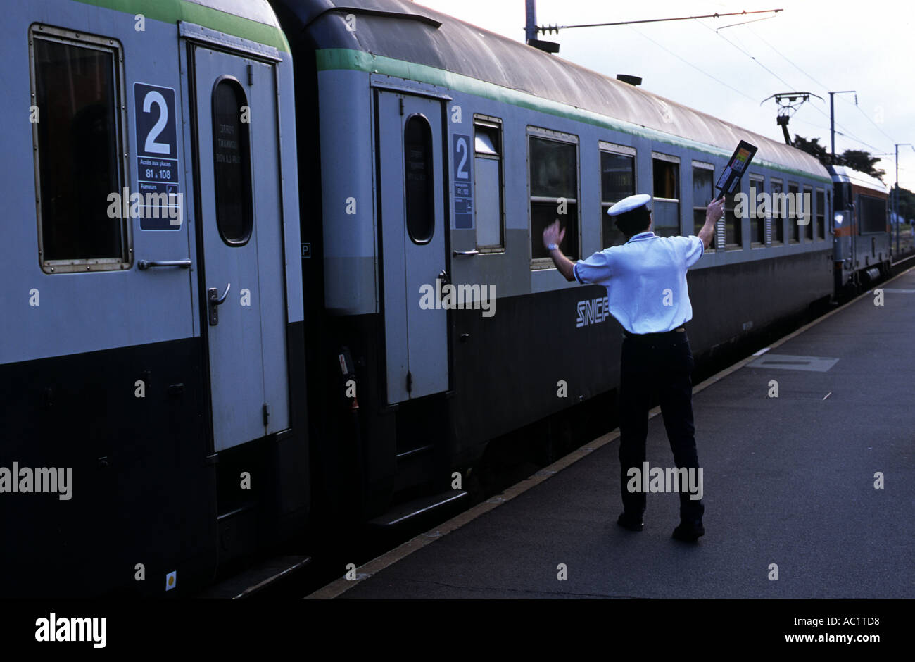 Train leaving Le Croisic Brittany France Stock Photo
