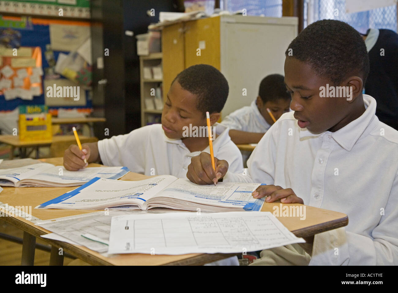 Detroit Michigan Students at Guyton Elementary School part of the Detroit Public School system Stock Photo