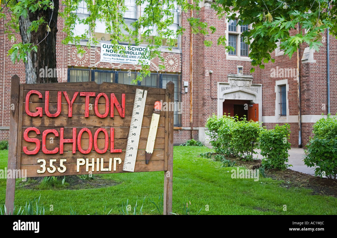 Detroit Michigan Guyton Elementary School part of the Detroit Public School system Stock Photo