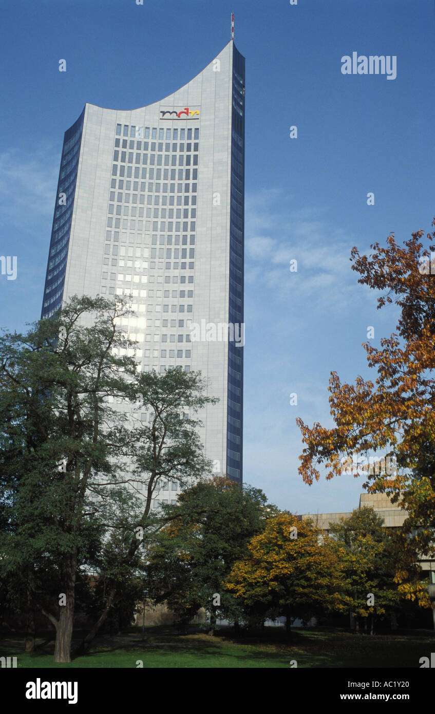 Skyscraper of the MDR at Leipzig Saxony Germany Stock Photo