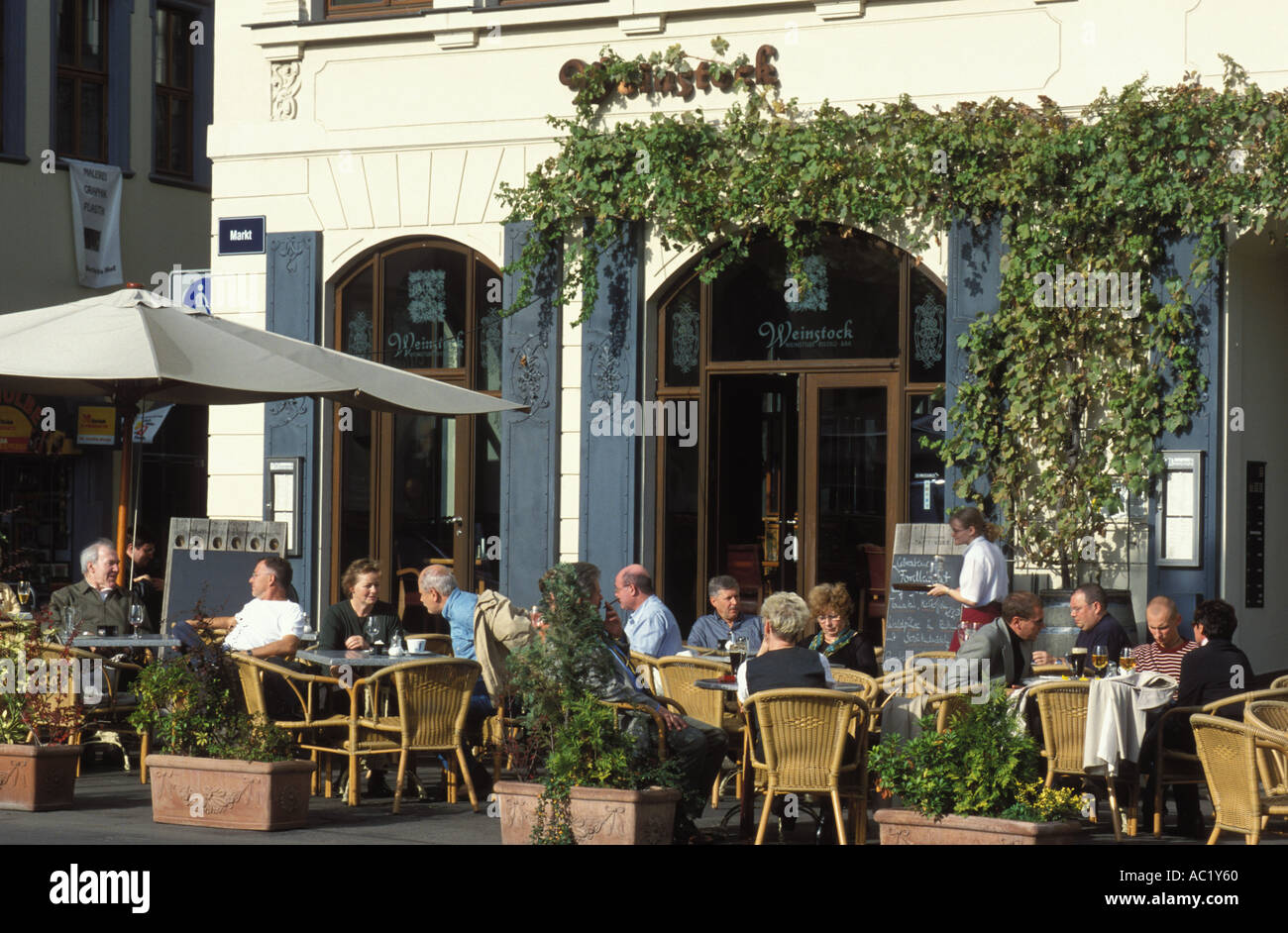 Restaurant Weinstock at the place Markt Leipzig Saxony Germany Stock Photo