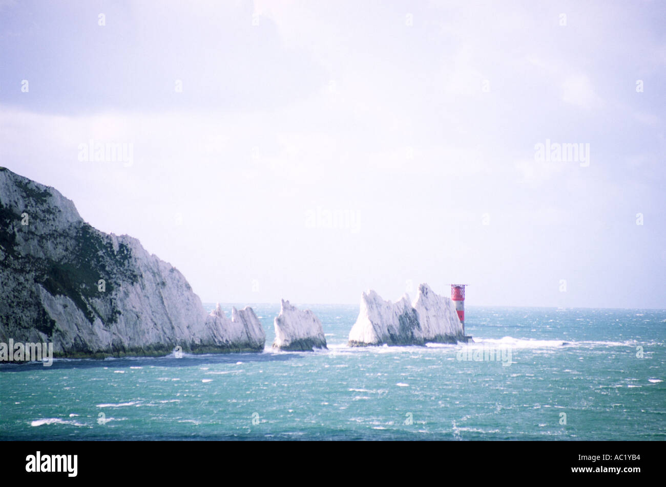 Needles lighthouse rock formation on hi-res stock photography and ...