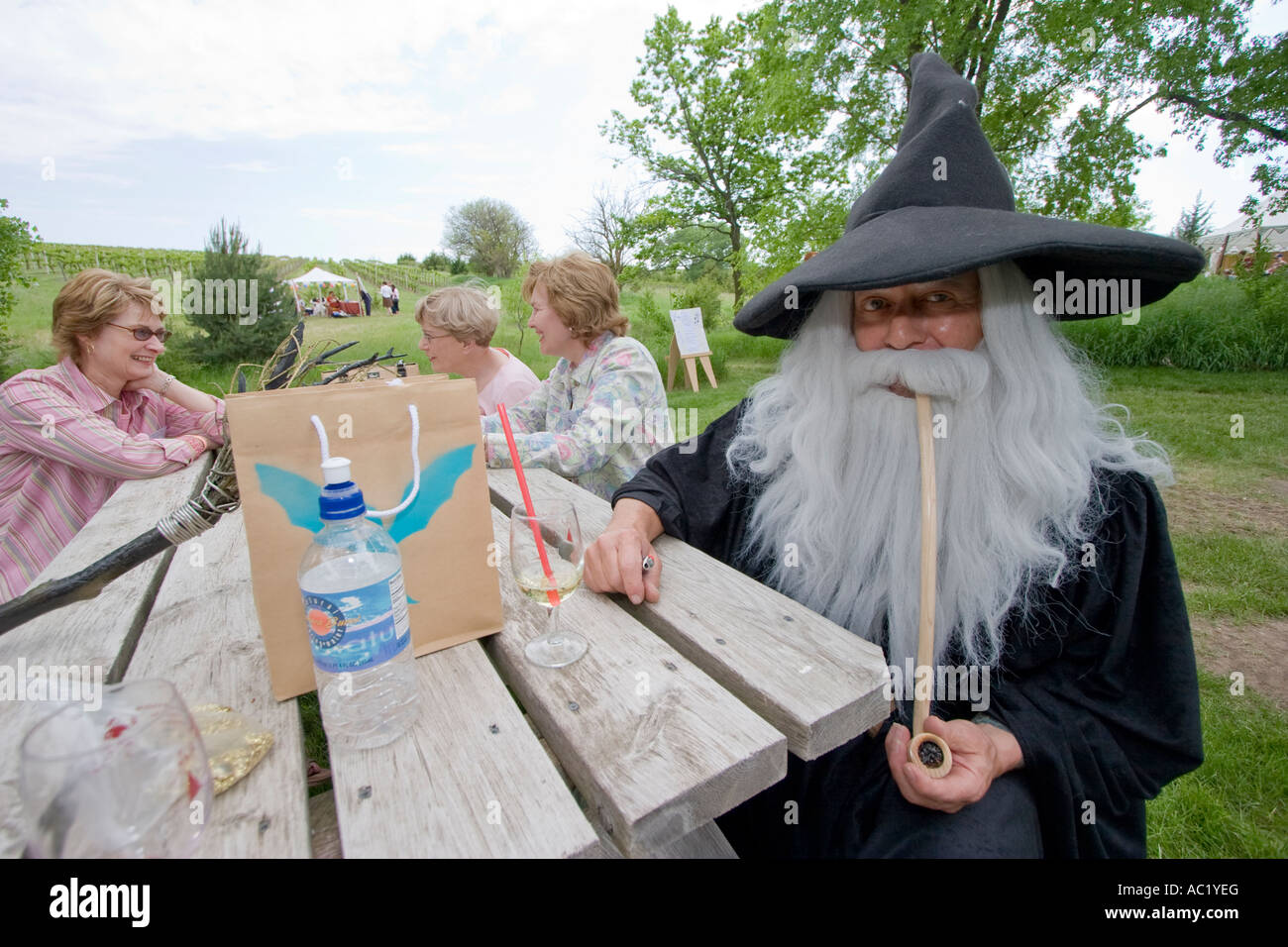 A man dressed up as a wizard at a renaissance festival in Nebraska. Stock Photo