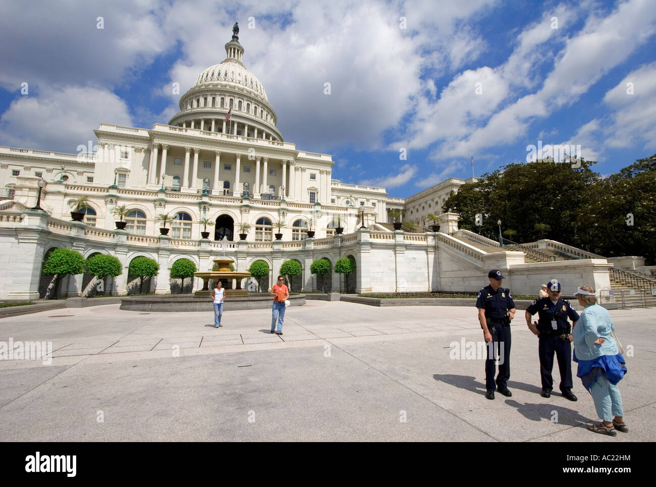 Two Capitol Police talk with a woman at the United States Capitol Building in Washington, D.C. Stock Photo