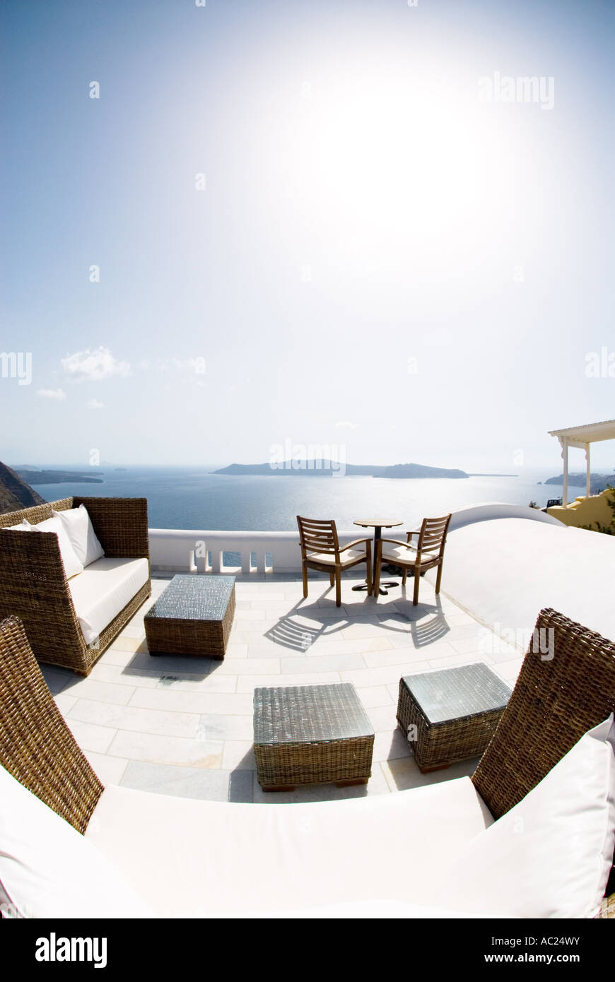 Outdoor wicker furniture and coffee chair and table set Stock Photo - Alamy