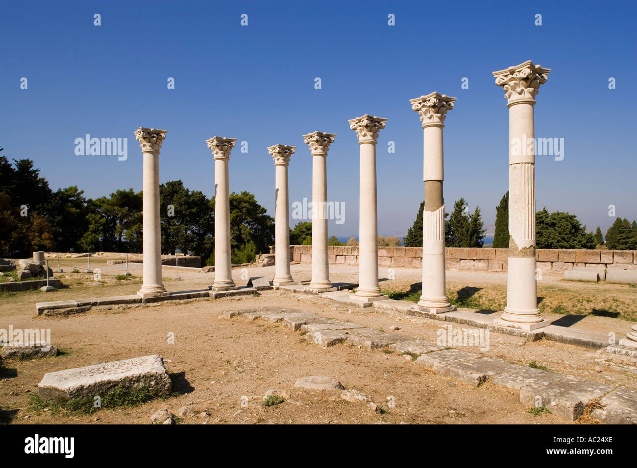 Group of ionic columns of the temple Asklipieion Kos Town Kos Greece Stock Photo