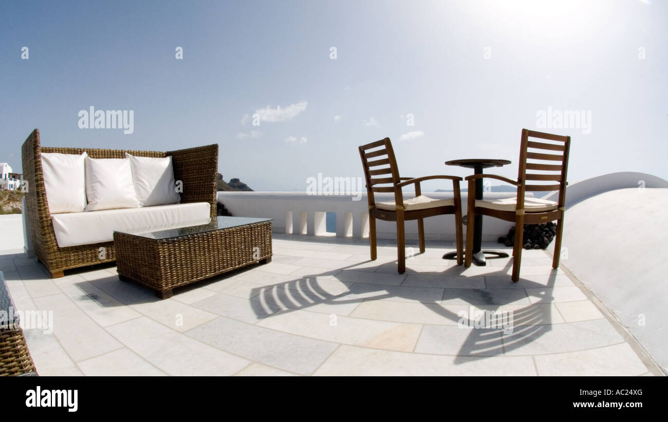 Outdoor wicker furniture and coffee chair and table set Stock Photo - Alamy
