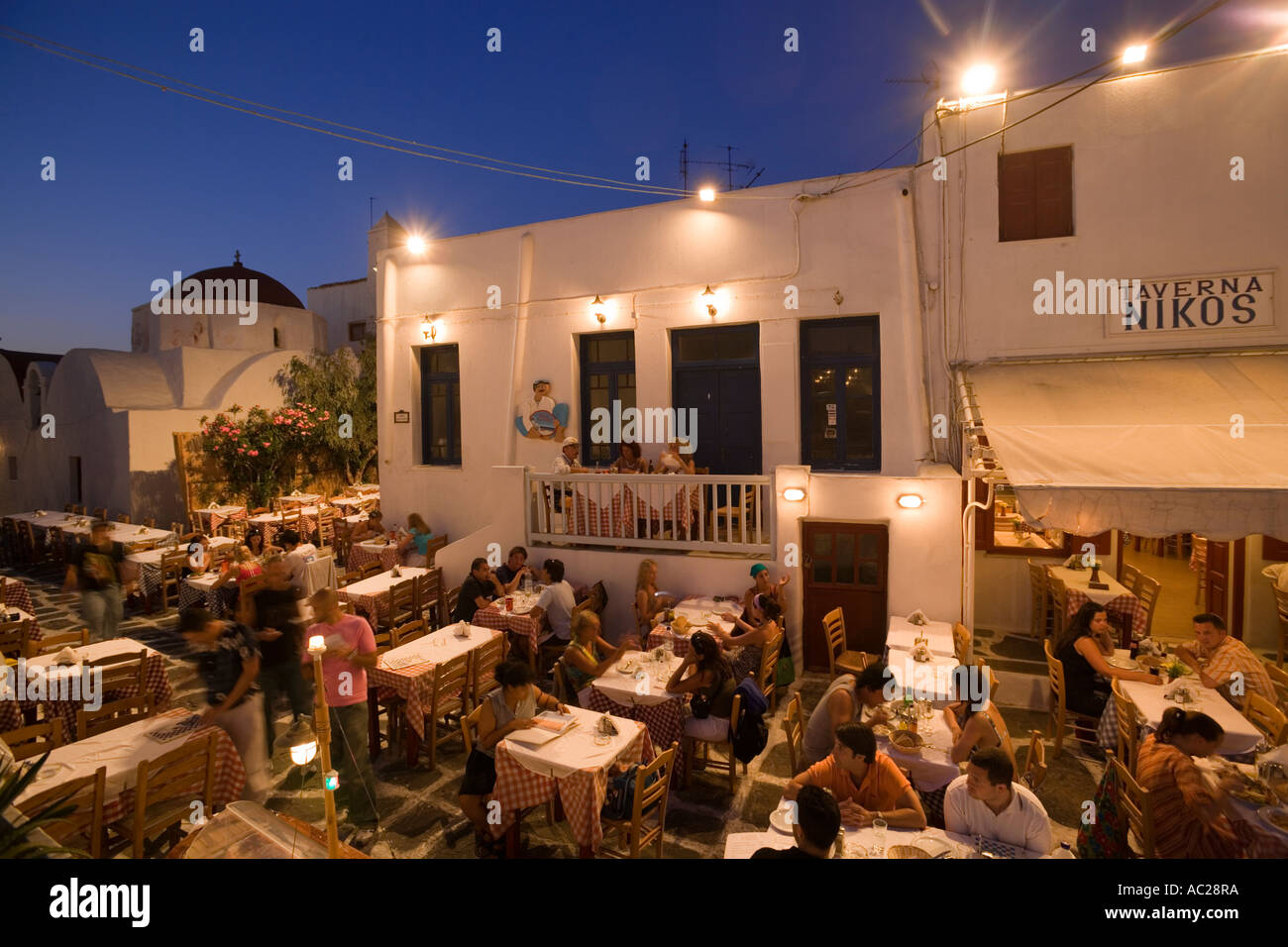 Nikos Greek Tavern Mykonos Town Stock Photo
