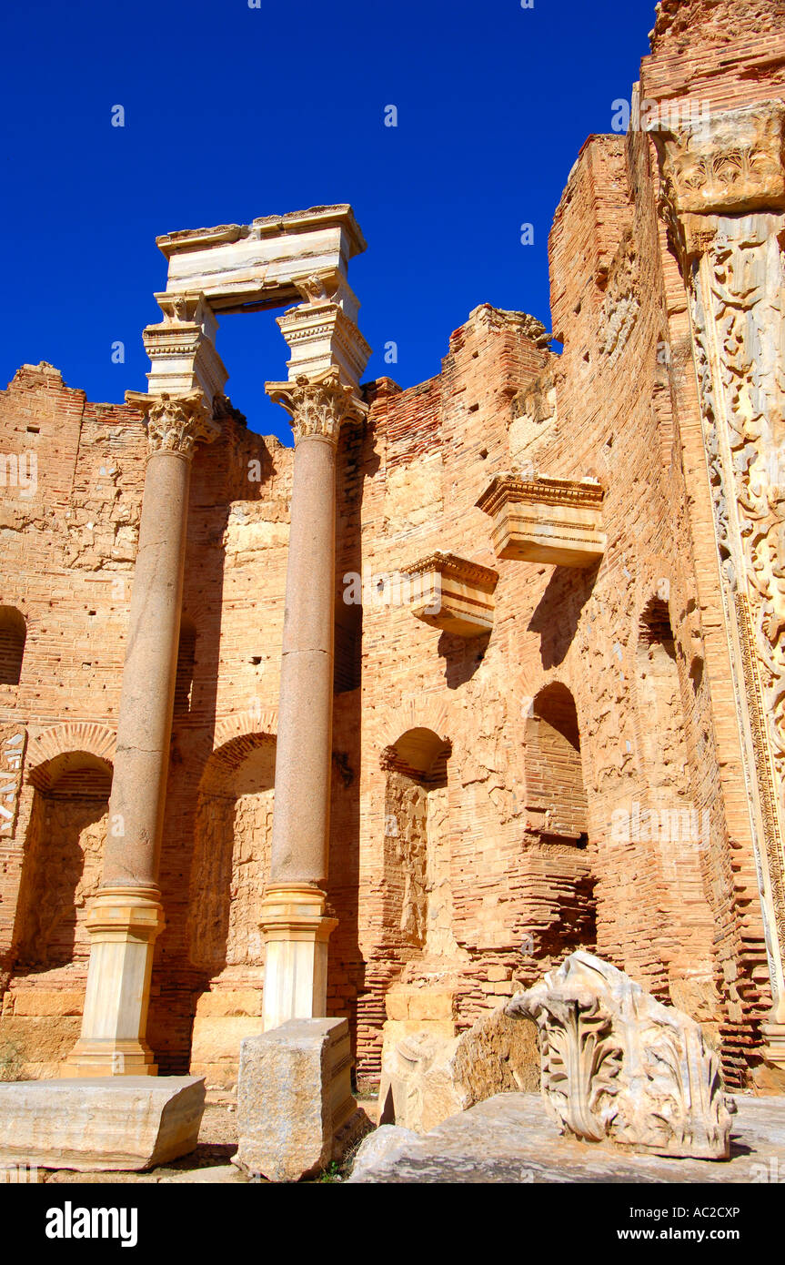 Severan Basilica Ruins of the Roman City Leptis Magna Libya Stock Photo