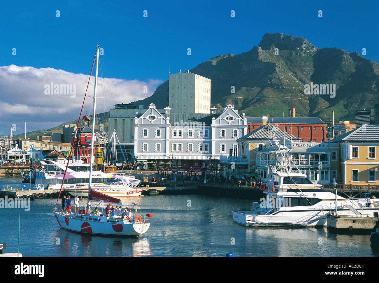 Victoria and Alfred Waterfront Cape Town South Africa Table Mountain is in the background Stock Photo