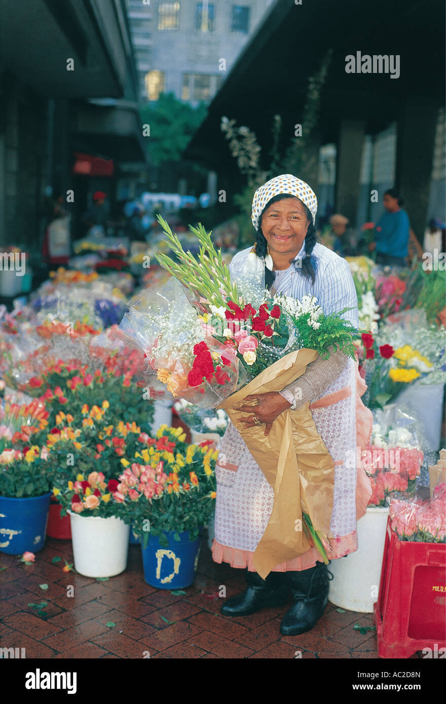Flower seller Adderley Street Cape Town South Africa Stock Photo